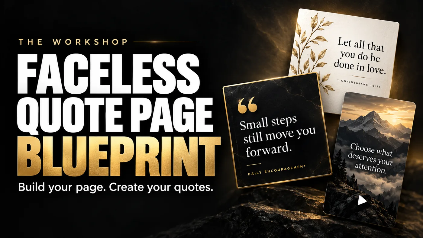 Faceless Quote Page Blueprint: three gold quote cards